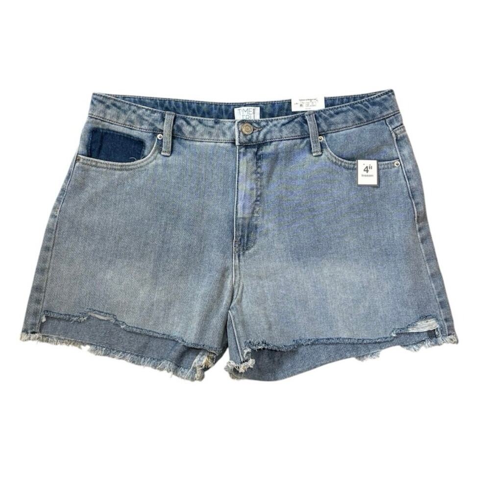 Brand New Time and Tru Womens Size 14 Blue 4" inseam Distressed Cuff Jean Shorts